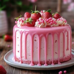 Pink Drip Cake Strawberry